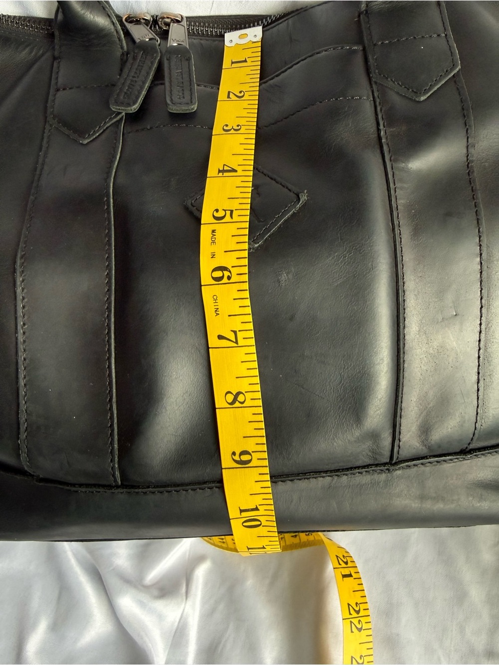 Baseballism Sleek Black Leather Tote with Dual Top Handles - Picture 5 of 16